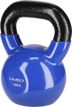 Kettlebell odważnik treningowy żeliwny pokryty winylem HMS KNV10 niebieski 10 kg