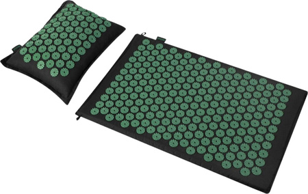 Mata do akupresury i masażu z poduszką Spokey Akumat czarno-zielona 944215