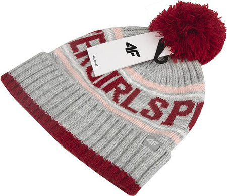 Czapka dla dziewczynki 4F chłodny jasny szary melanż HJZ22 JCAD005 27M