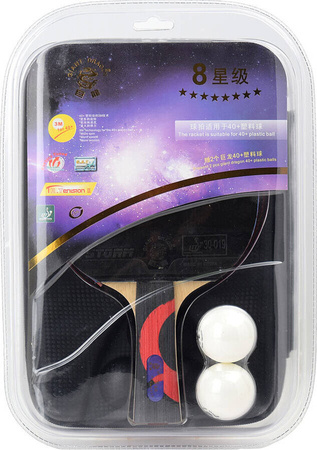 Rakietka do tenisa stołowego ping-ponga Giant Dragon 8★ N8081 2 piłeczki, pokrowiec