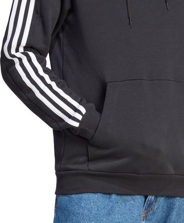 Bluza męska adidas Essentials Fleece 3-Stripes Hoodie czarna IB4028