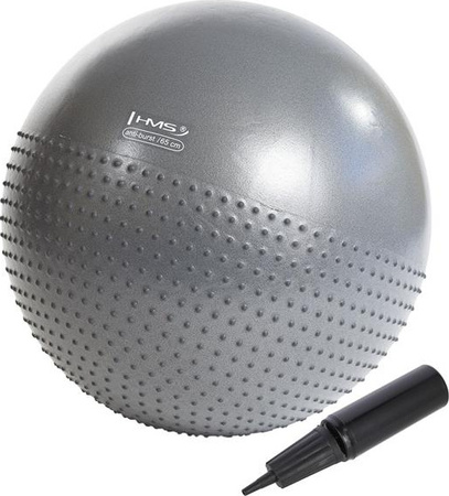 Piłka gimnastyczna masujaca fitness HMS yb03n 65cm szara