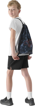 Zestaw dzięciecy komplet sportowy koszulka spodenki worek plecak do szkoły na WF 4F M085 głęboka czerń 4FJWAW25TAPSM085 20S