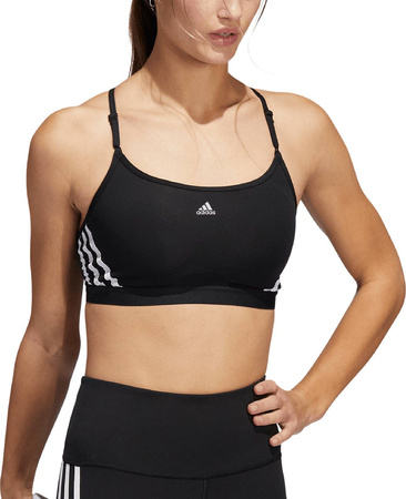 Stanik sportowy adidas Aeroreact Training Light-Support 3-Stripes Bra czarny HC7862