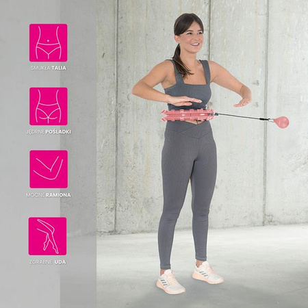 Zestaw hula hop z wypustkami i obciążnikiem HMS hhw01 różowe pas wyszczuplający br163 czerwony