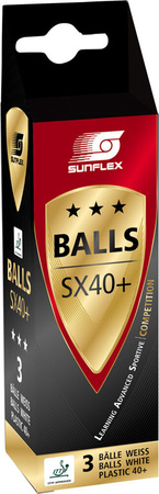 Piłeczki do ping ponga Sunflex meczowe ITTF 3-Star 3 szt. białe 33306