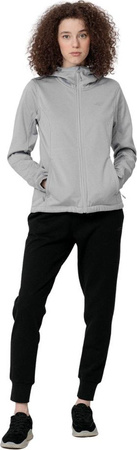 Kurtka przejściowa softshell z kapturem damska 4F szara H4Z22 SFD350 27M