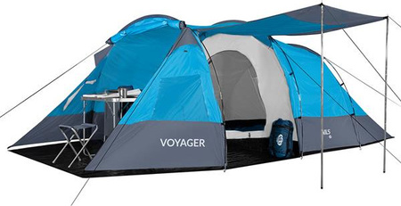 Namiot turystyczny kempingowy voyager Nils camp NC3027 niebieski 4 osobowy 450x260x150cm