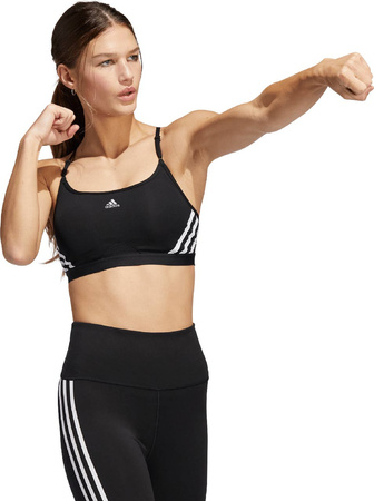 Stanik sportowy adidas Aeroreact Training Light-Support 3-Stripes Bra czarny HC7862