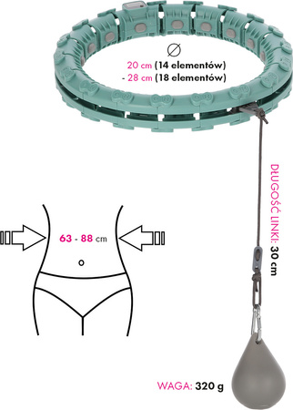 FH03 GREEN HULA HOP Z OBCIĄŻNIKIEM I LICZNIKIEM STOCK