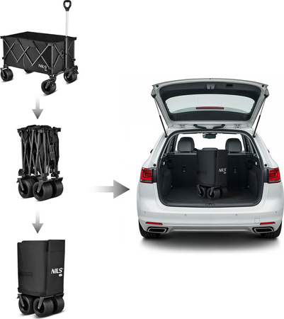 Wózek turystyczny transportowy plażowy XXL do 100kg Nils Camp NC2604 czarny 180 l