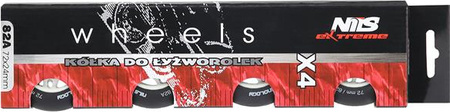 Zestaw kółka matowe Nils Extreme PU 72x24 82A 4 sztuki czarne