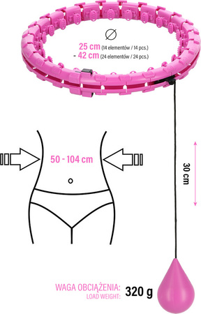 Hula hop z wypustkami i obciążnikiem One Fitness oha01 fioletowe