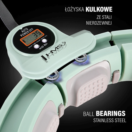 Koło hula hop zieloine z magnesami i obciążnikiem licznik HMS HHM13