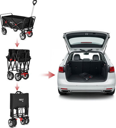 Wózek turystyczny transportowy plażowy do 120kg Nils Camp NC2603 czarny 120 l