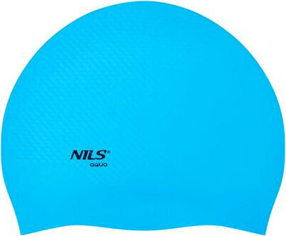 Czepek silikonowy dots Nils aqua nqc jednokolorowy jasnoniebieski