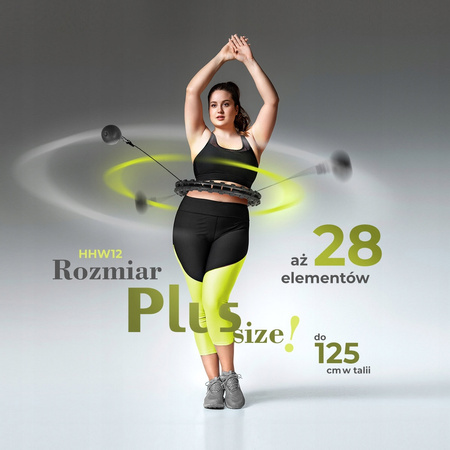 Hula hop PLUS SIZE z wypustkami i obciążnikiem HMS czarne hhw12