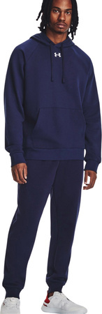 Bluza z kapturem kangurka męska Under Armour Rival Fleece Hoodie granatowa 1379757 410