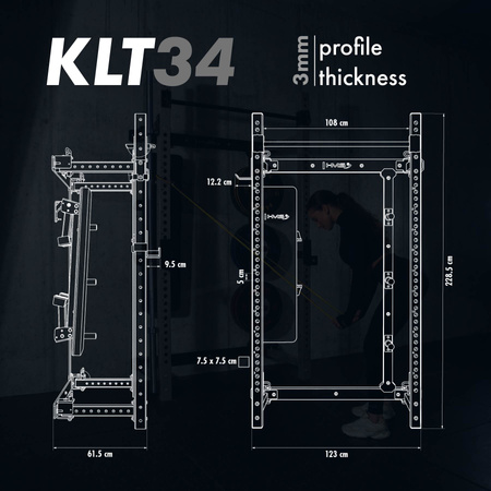KLT34 WIELOFUNKCYJNA KLATKA TRENINGOWA SKŁADANA GREY HMS