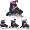 Łyżworolki, wrotki, łyżwy hokejowe, wrotko-rolki świecące LED z wymienną płozą 4w1 Nils Extreme NH10905 rozmiar M 35-38 