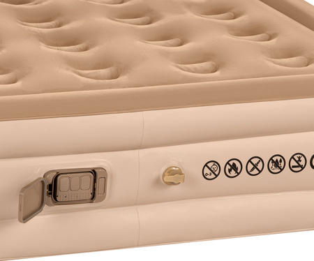 Materac dwuosobowy dmuchany king size beżowy Nils Camp NC2808 + pompka elektryczna Nils camp 200×145×35 cm