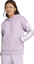 Bluza damska adidas Essentials 3-Stripes Full-Zip Fleece Hoodie fioletowa JY3080
