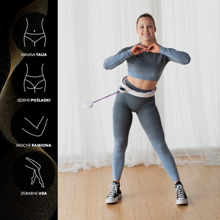 Hula hop z magnesami HMS HHM17 i obciążnikiem licznik biało-fioletowe