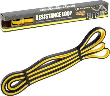 Guma taśma oporowa do ćwiczeń HMS Premium GU06 9x5x2250 mm żółto-czarna
