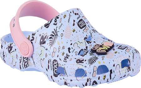 Chodaki sandały klapki dla dzieci Coqui Little Frog Game Over niebiesko-różowe 8701-265-4062