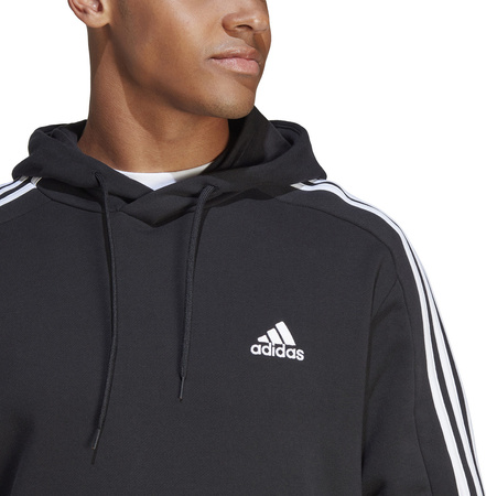Bluza męska adidas Essentials French Terry 3-Stripes Hoodie czarna IC0435