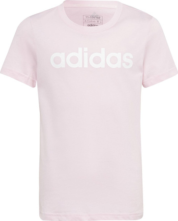 Koszulka dla dzieci adidas Essentials Linear Logo Cotton Slim Fit Tee różowa IC3152