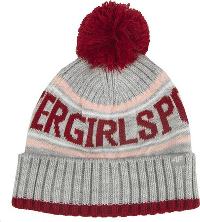 Czapka dla dziewczynki 4F chłodny jasny szary melanż HJZ22 JCAD005 27M