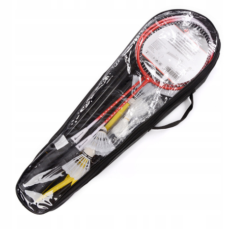 Zestaw do badmintona Meteor Motion 2 rakietki, 3 lotki, siatka czerwono-biały 20076