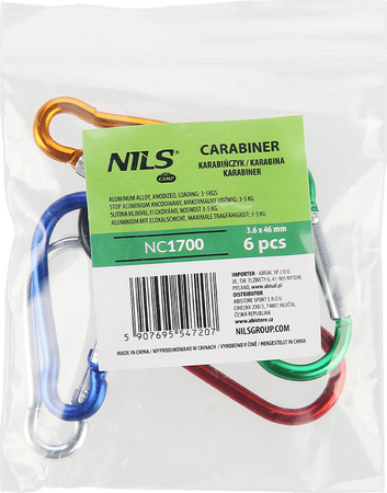 Zestaw karabińczyków 6 sztuk Nils camp nc1700