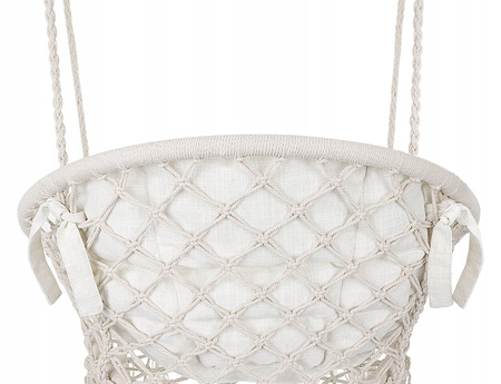 Huśtawka hamak ażurowy fotel wiszący 80x60cm z poduszką ecru