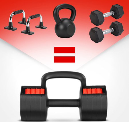 HL05 3w1 HANTLA REGULOWANA Z FUNKCJĄ PODPÓRKI DO POMPEK I KETTLEBELLA HMS