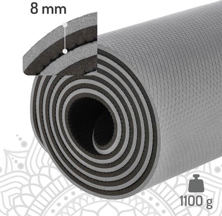 Mata do ćwiczeń jogi yogi fitness TPE HMS YM10 szara 182x61x0.8 cm