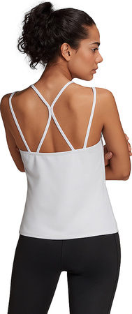 Koszulka damska adidas Studio Slim Strappy Back Tank Top biała HE3141