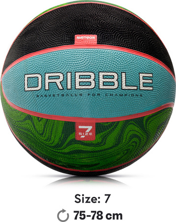 Piłka koszykowa do koszykówki Meteor Dribble niebiesko-zielono-czarna 07093