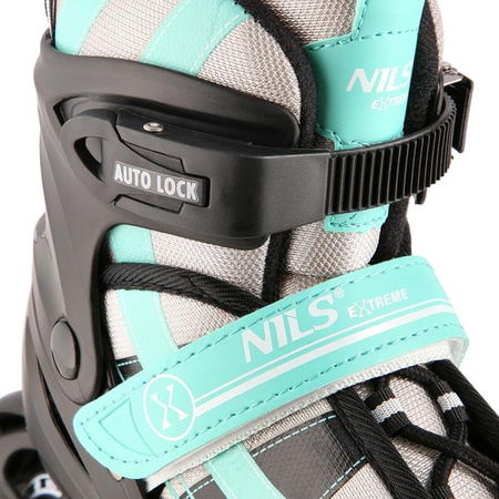 Łyżworolki z wymienną płozą hokejową 2w1 łyżwy rolki Nils Extreme NH18366a rozmiar S (31-34) czarno-turkusowe