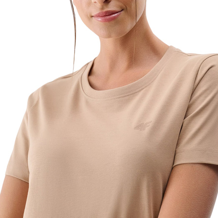 Koszulka damska 4F F2356 beżowa 4FWMM00TTSHF2356 83S