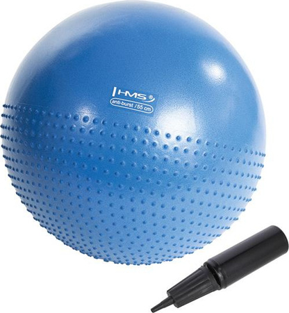 Piłka gimnastyczna masujaca fitness HMS yb03n 55cm niebieska