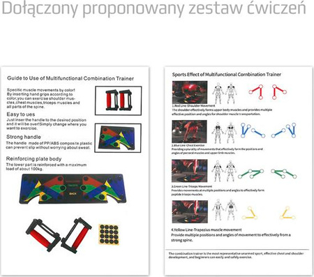 Poręcze podpórki uchwyty deska do pompek czerwone HMS pu10 wielofunkcyjna