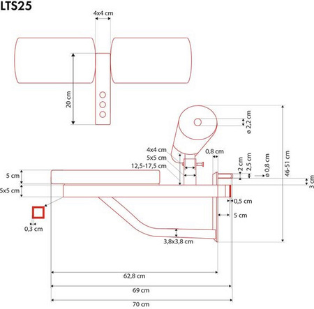 Siedzisko treningowe z blokadą na uda lat seat HMS LTS25
