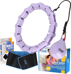 Zestaw hula hop z wypustkami i obciążnikiem One Fitness fioletowe oha02   pas wyszczuplający br160