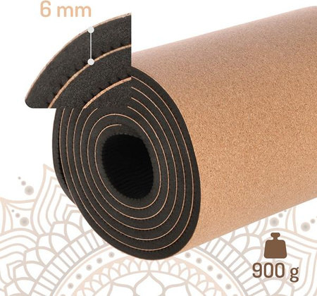 Mata do ćwiczeń jogi yogi fitness korkowa TPE HMS YM11 182x61x0.8 cm