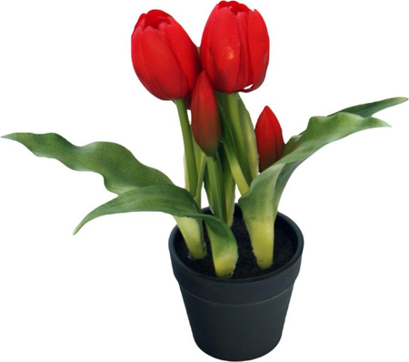 Tulipany w doniczce 5 szt czerwone 23cm jak żywe dekoracja wiosenna