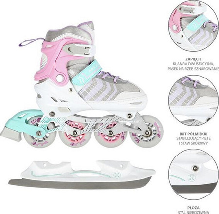 Łyżworolki z wymienną płozą figurową rolki wrotki 4w1 Nils Extreme NH18192 rozmiar L 39-43