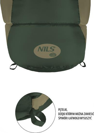Śpiwór turystyczny ciepły mumia Nils Camp NC2012 zielony 80x190cm