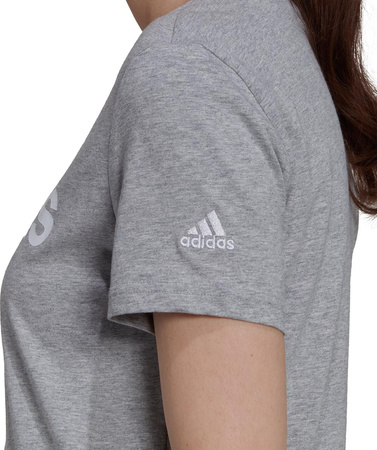 Koszulka damska adidas Loungwear Essentials Slim Logo szara HL2053